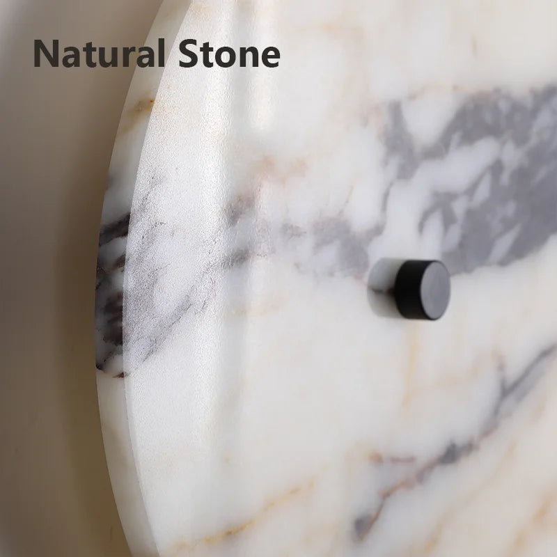 天然石ウォールランプ 丸型30cm|大理石調壁掛け照明・Akari Stone