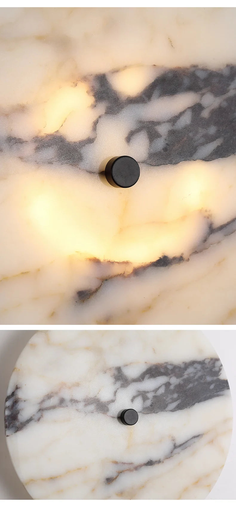 天然石ウォールランプ 丸型30cm|大理石調壁掛け照明・Akari Stone