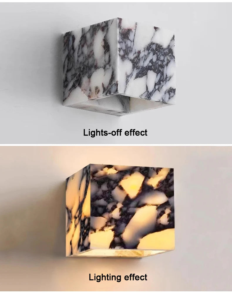 天然大理石ウォールランプ 12×12cm 室内外兼用 LED照明