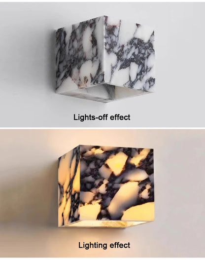 天然大理石ウォールランプ 12×12cm 室内外兼用 LED照明