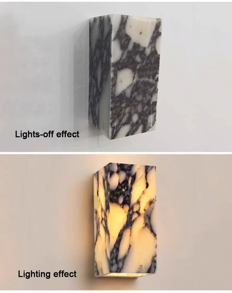 天然大理石ウォールランプ 8×16cm 室内外兼用 LED照明